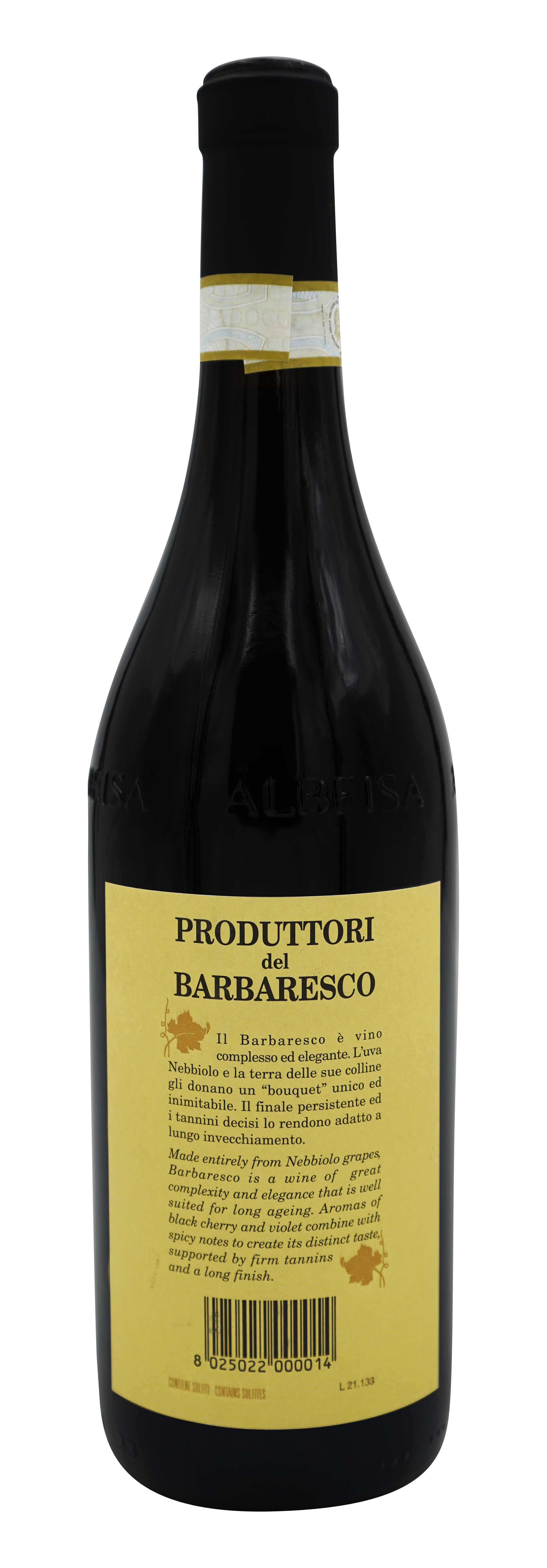 Produttori del Barbaresco  2018 - back label