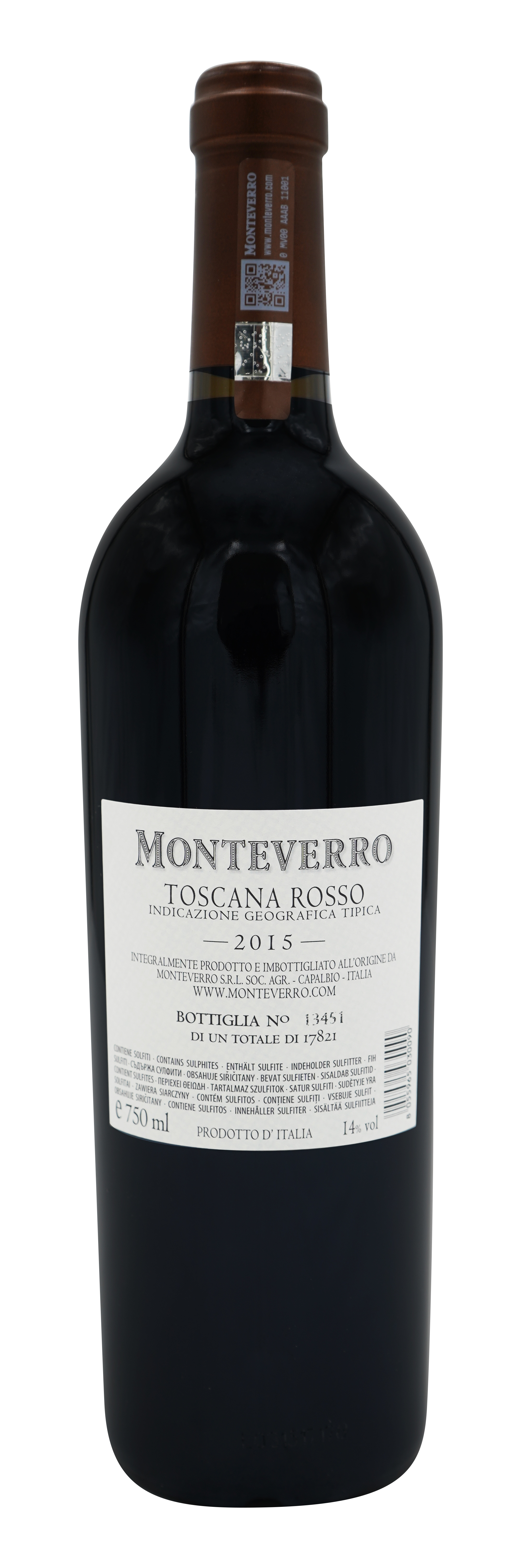 Monteverro 2015 - back label