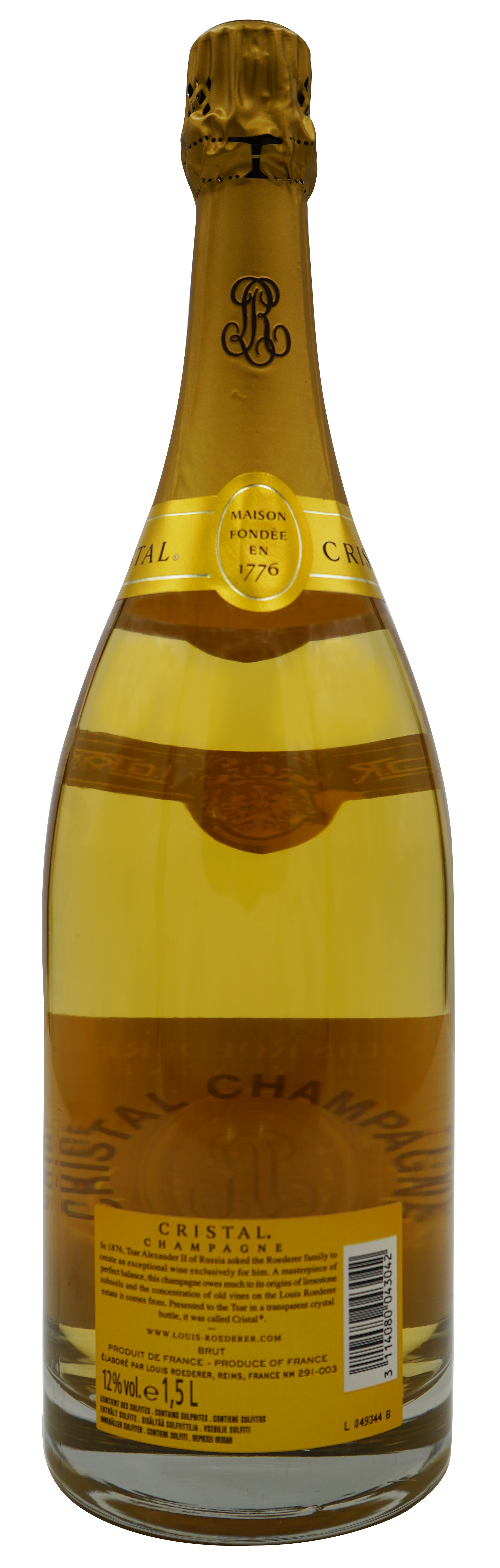 Louis Roederer Champagner Cristal 2009 - back label