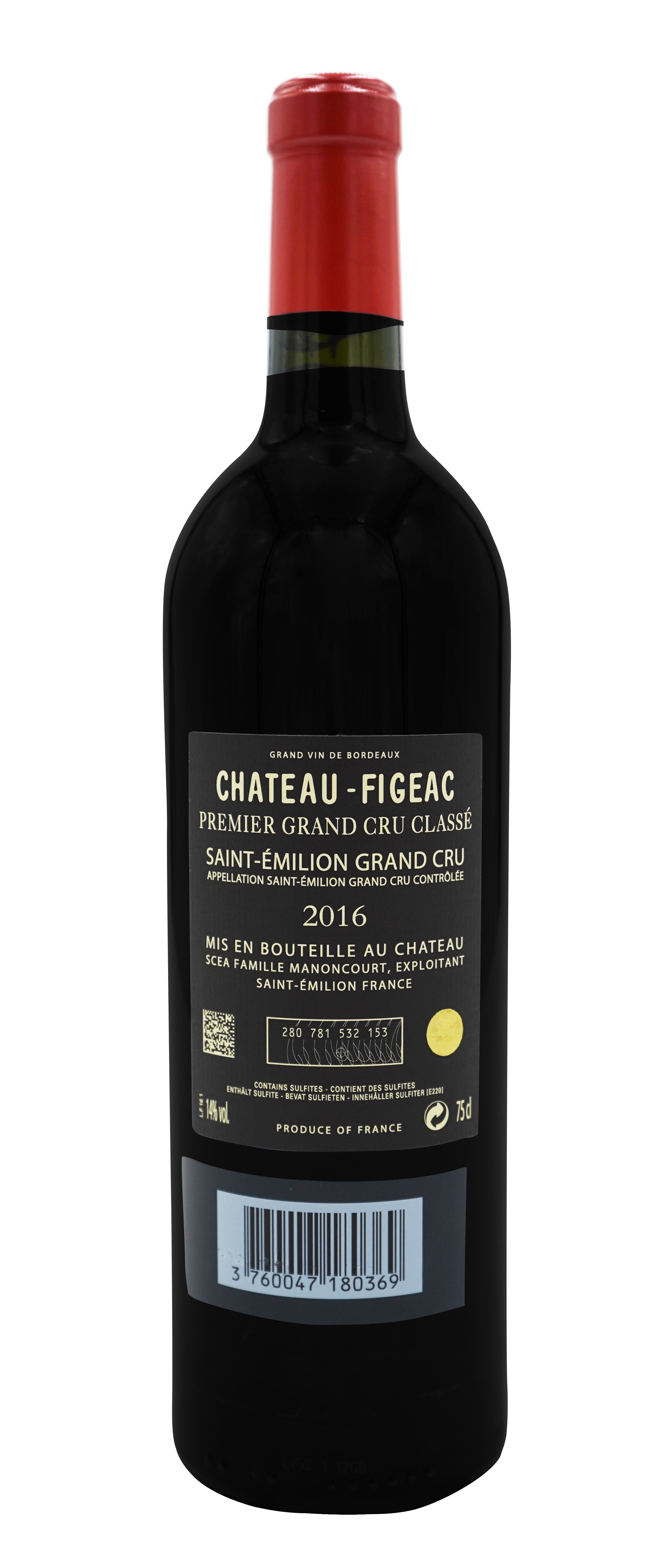 Château Figeac 2016 Rückenetikett