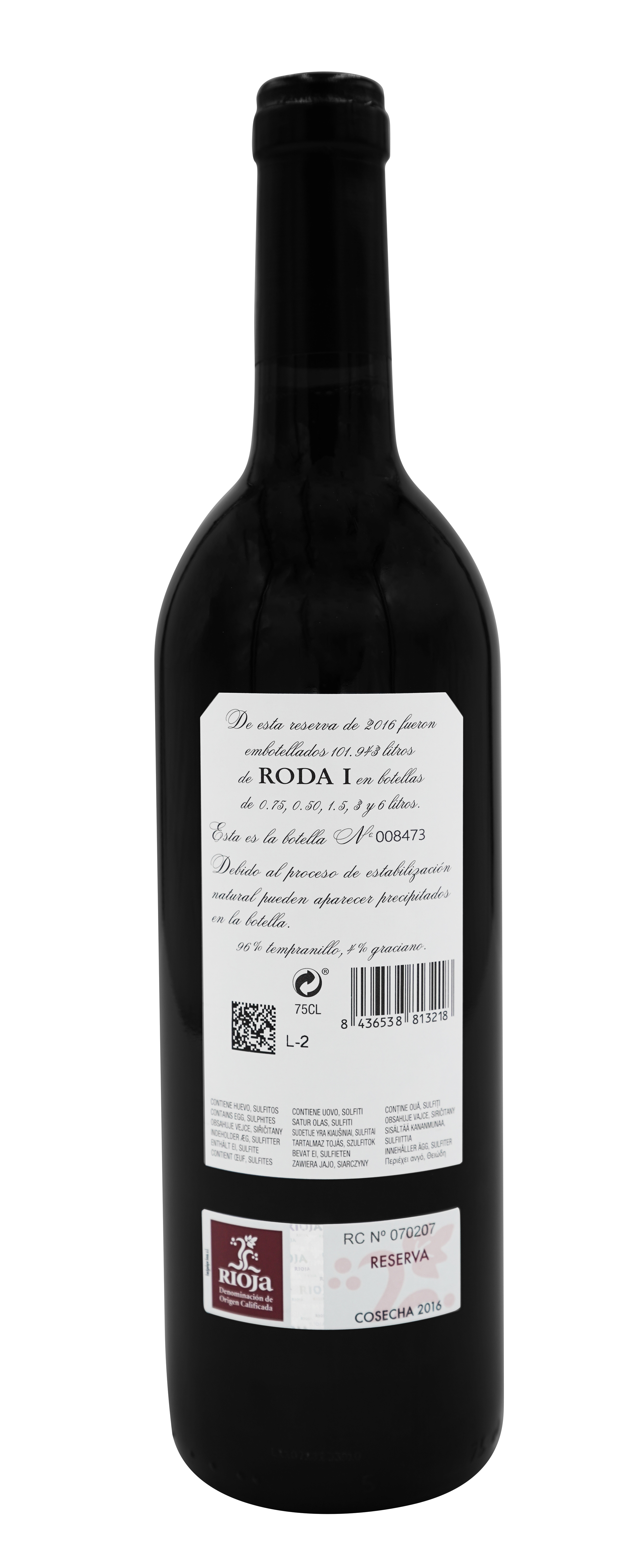 Roda 1 2016 - back label