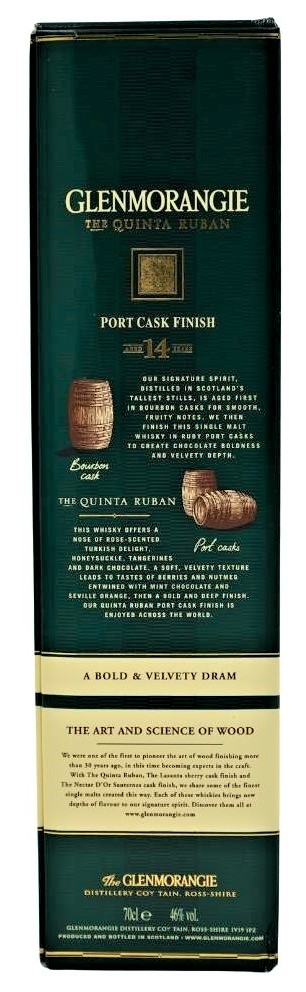 Glenmorangie Quinta Ruban Giftbox  back label