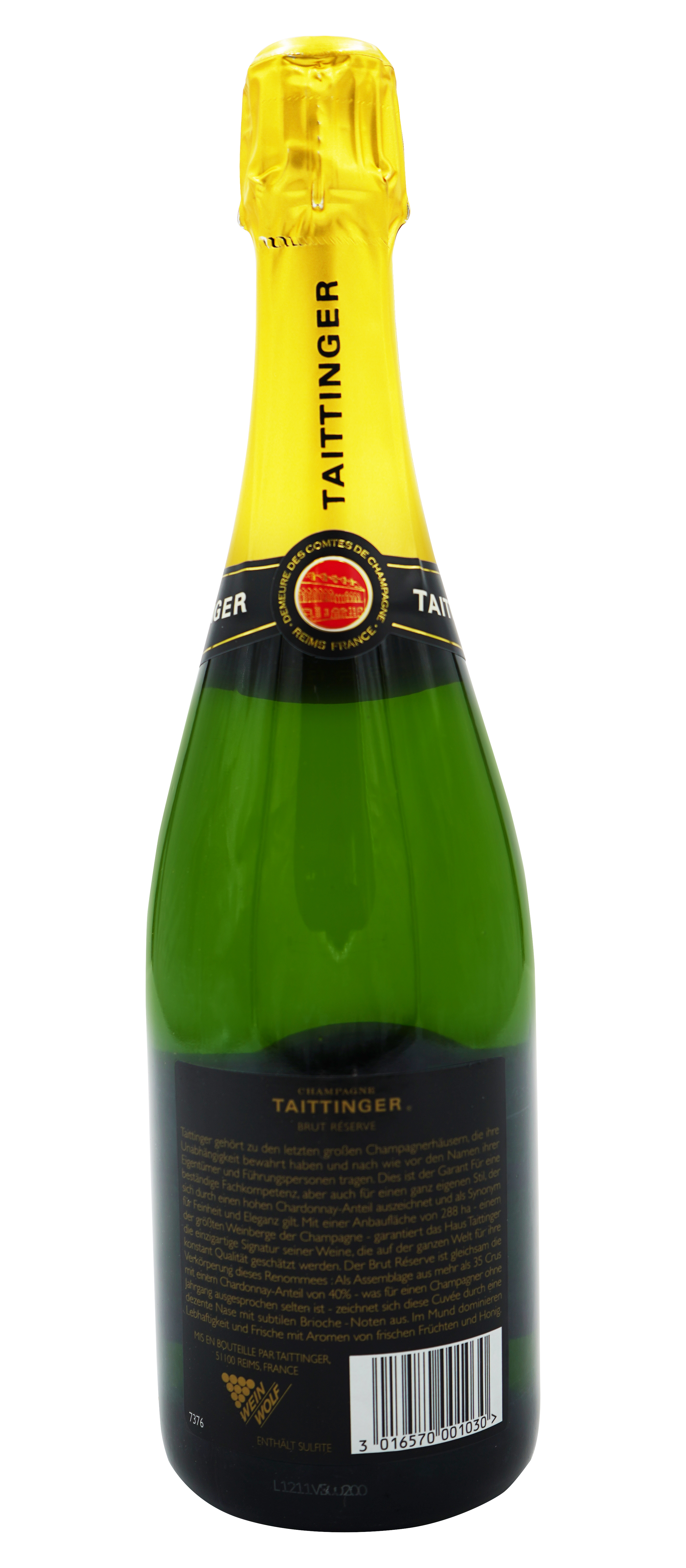 Taittinger Champagner Brut Reserve - back label